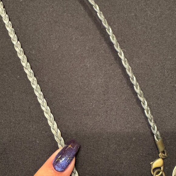 Vintage Lenny & Eva Choker Style Braided Necklace Blue with charms - Picture 3 of 3